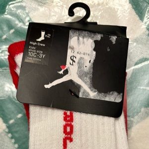 Kids Air Jordan Socks- 2 Pairs New with tags Size 10C-3Y White Red